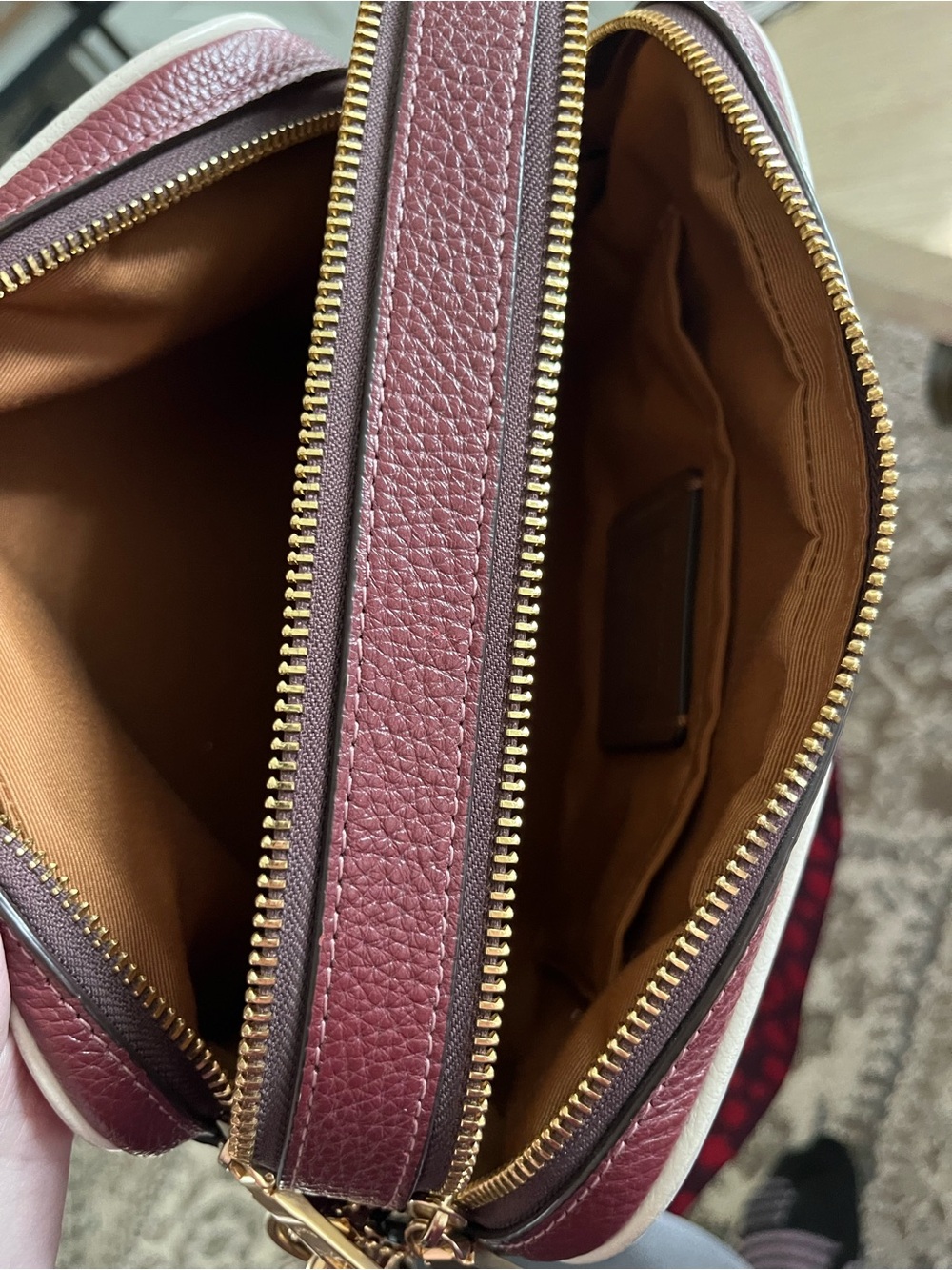 Coach Pink Pebbled Leather Crossbody with Multicolor Stripe - Picture 4 of 6